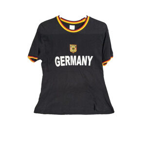 Made For You Germany Spellout Men's Size Large Black Flag Patch Shirt